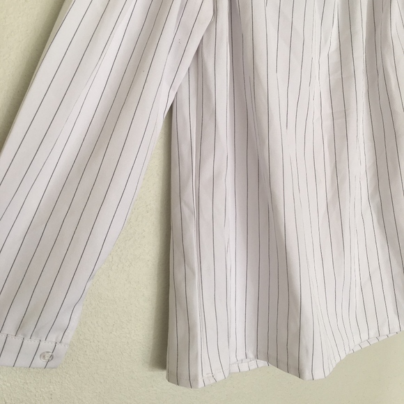 Yes Baby Off Shoulder Top White Pinstriped Blouse - Picture 4 of 6